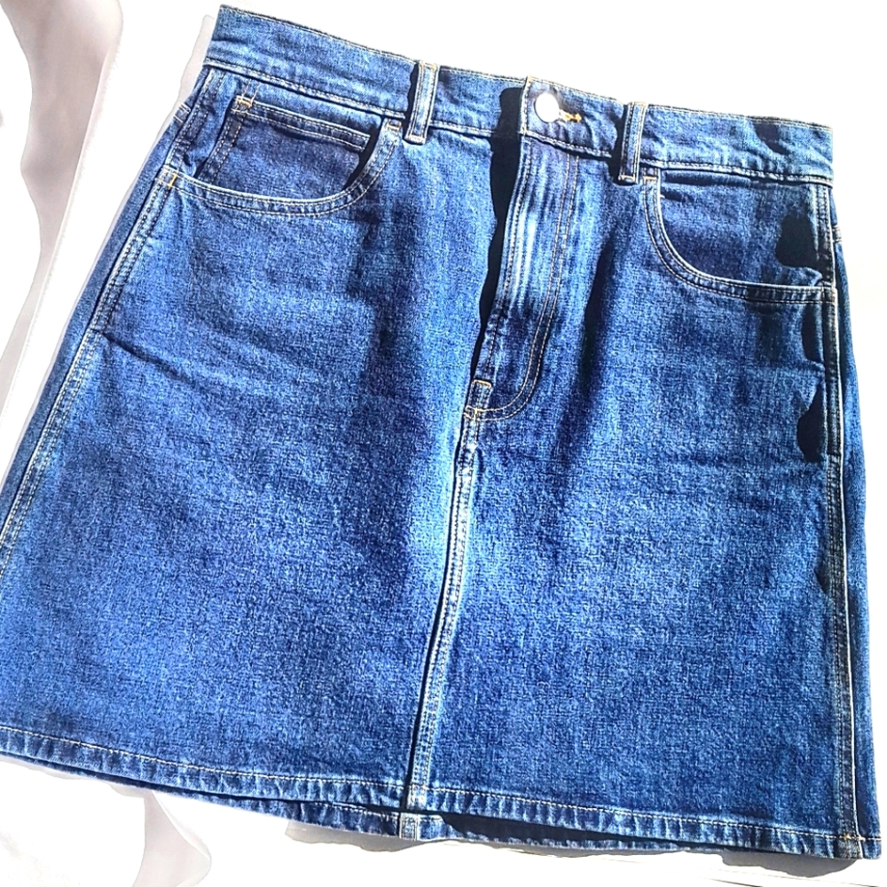 Everlane "The Way High" High Waist Dark Denim Skirt-Size 29